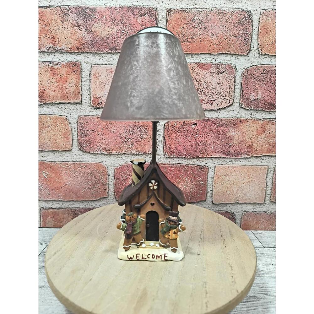 Crazy Mountain Lamp Tea Light Gingerbread Folks House Frosted Glass Shade